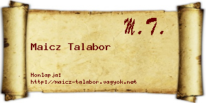 Maicz Talabor névjegykártya